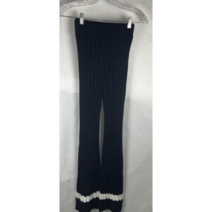 Sincerely Jules Women's XS Sweater Knit Flair Leg Pants Navy Blue White Stripe